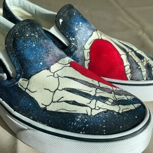 Custom painted Vans slip on shoes